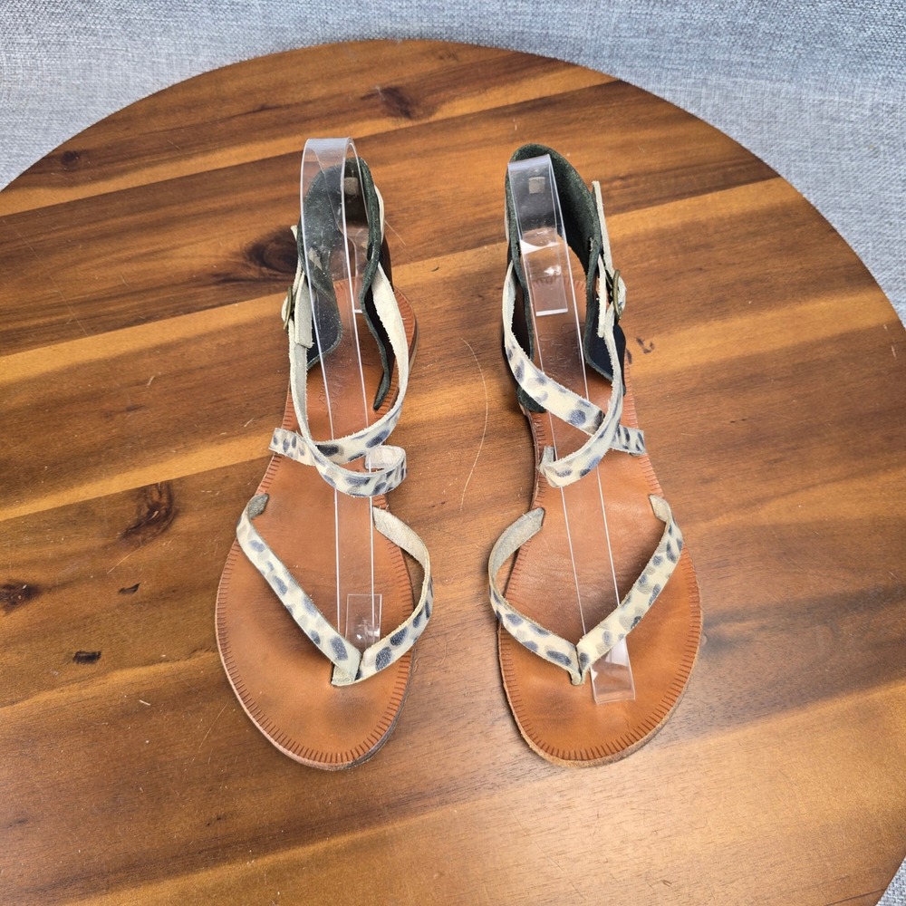 Joie A La Plage Womens Leopard Print Leather Gladiator Sandals Italy Size 35 - Picture 4 of 15